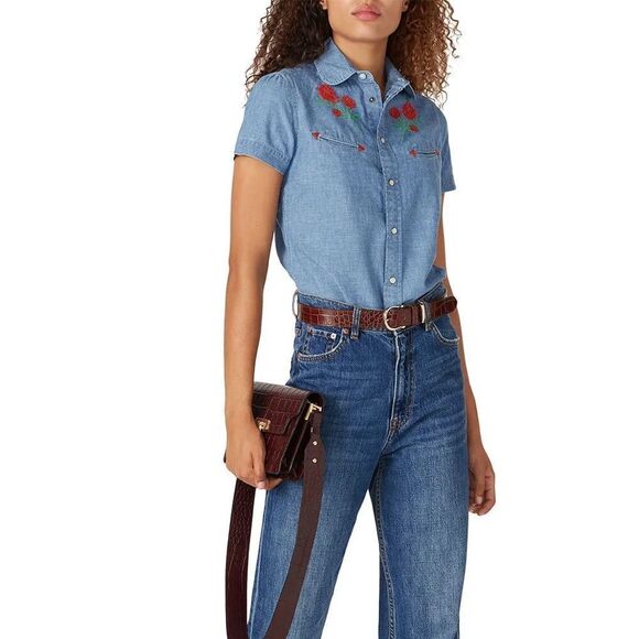 Polo by Ralph Lauren Mila Embroidered Chambray Shirt NWT - Picture 4 of 14